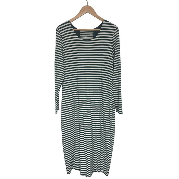 Size XXL 1X 2X 16 18 GREEN STRIPED BODYCON KNIT MIDI DRESS Sheath Spring PLUS SZ - Picture 4 of 6